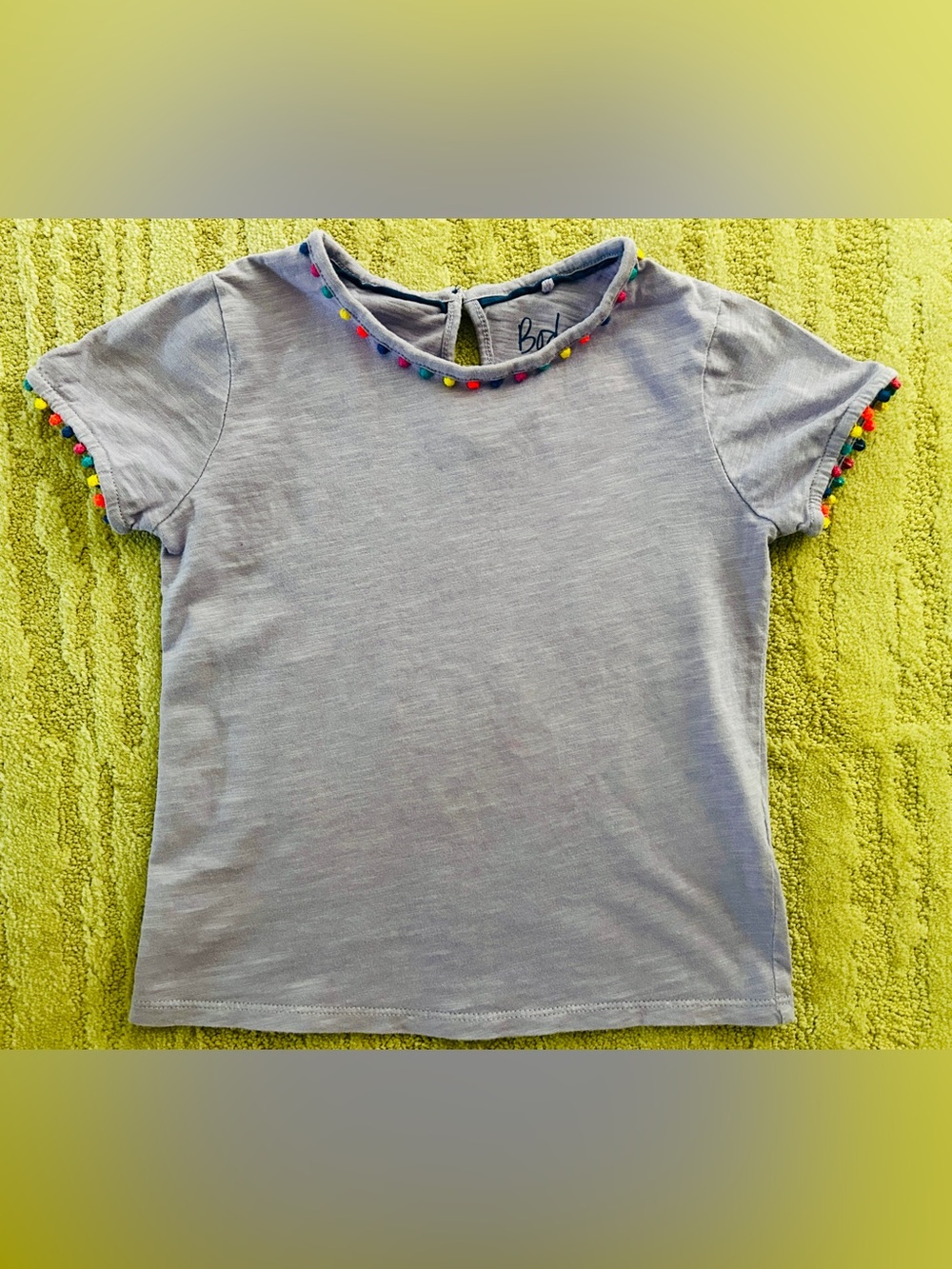 Mini Boden Puff Sleeve Pom T-shirt